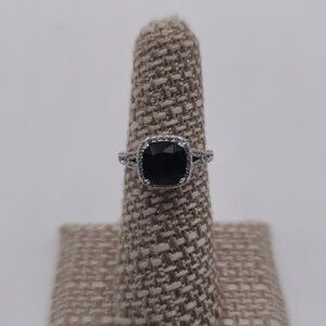 Size 6 Sterling Silver Blue And Clear Cubic Zirconia Gems Ring A2124